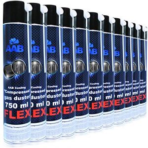 AABCOOLING Compressed Gas Duster Flex 750ml - 10 Pi&egrave;ces - Air Comprim&eacute; avec Un Tube Flexible, D&eacute;poussi&eacute;rant, Bombe a Air Comprim&eacute;, Bombe a Air Sec, D&eacute;poussi&eacute;rant Mat&eacute;riel (AAB Seller FR, neuf)