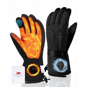 GXCROR Gants d'hiver pour homme et femme, gants de ski imperm&eacute;ables pour &eacute;cran tactile avec Thinsulate 3M de chaleur -30 &deg;C, gants coupe-vent pour temps froid pour ski, snowboard, motoneige (HENGKING, neuf)