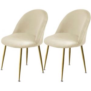 Levoberg Housse de Chaise Salle &agrave; Manger Scandinave Extensible en Velours Housse Chaise Dossier Arrondi Elastique Couverture de Chaise Scandinave pour Maison Mariage H&ocirc;tel 2 Pi&egrave;ces Beige (Levoberg-EU, neuf)