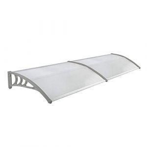 LZQ Auvent de Porte, Auvent fen&ecirc;tre, Auvent Marquise, Marquise de Porte d'entr&eacute;e en Polycarbonate Transparent, Porte R&eacute;sistante Toit Abri Protection Contre La Pluie et UV Gris 300 x 100cm (Anning Home, neuf)
