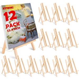 Lot de 12 Chevalet en Bois, 30x17cm Petit Chevalet de Table, Pliable et Portable, Exposition de Peintures, Parfait pour Soutenir des Cadres, Planchettes L&eacute;g&egrave;res, Petites Toiles, Photos (DERUNRUN, neuf)