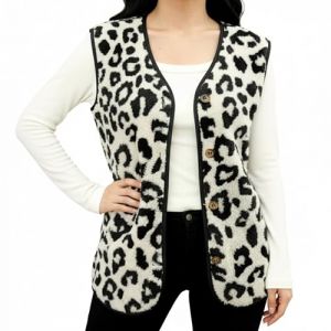 Beifon Veste en polaire Teddy pour femmes, automne hiver, chaude, sans manches, veste en fausse fourrure unie, col en V, boutonn&eacute;e, veste en polaire en fausse fourrure, veste courte en peluche, veste (beifon, neuf)