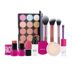 Kustimantu Kit de maquillage pour femmes, d&eacute;butants, kit de maquillage professionnel, primer, palette de fards &agrave; paupi&egrave;res, kit de maquillage blush stick, kit cosm&eacute;tique durable pour femmes et filles (amste, neuf)