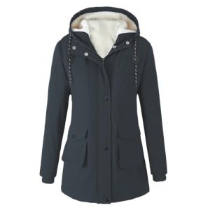 Manteau Femme Hiver Chaud Grande Taille Manteaux Mi Longue Doudoune &agrave; Capuche pour Femme Chic et El&eacute;gante Mi Saison Veste Polaire Parka Blouson Coupe-Vent V&ecirc;tements d'Ext&eacute;rieur (BTDDZ, neuf)