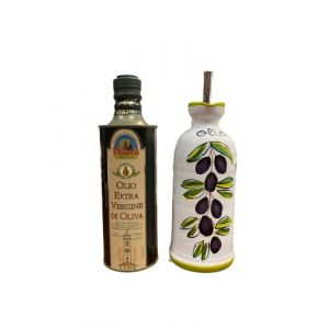 Amarcord La Romagna Huile d'olive extra vierge obtenue &agrave; froid 100% italienne 500 ml+ Huilier en c&eacute;ramique fait et peint &agrave; la main (AmarcordRomagna, neuf)