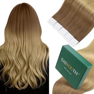 Easyouth Extension Cheveux Naturel Adhesif Invisible Blond Ombre Extension Adhesive Cheveux Humain Balayage Brun Doré à Blond Doré Extension de Cheveux Adhesive Vrais 35cm 40g 20Pcs #10/14 (Easyouth Hair, neuf)