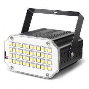 48LED Stroboscope Discotheque Lumiere fête Stroboscopique Jeux de Lumière Flash, Blanc Led Lampe Stromboscope Son for Fete Interieur, Stroboscopes Led Strobe Light Projecteur Lumiere Soiree for Party (WecanLight, neuf)