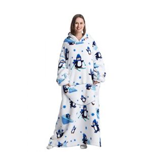 Pterygoid Couverture à Capuche surdimensionnée 140cm- Plaid Polaire Chaud avec Manches, avec Grande Poche et Capuche Large, Pull Plaid Douillet pour Adulte, Cadeau Hiver cocooning (Homegee, neuf)