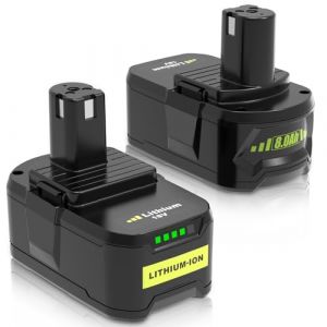 2 pi&egrave;ces 8000mAh Remplacement pour Ryobi Batterie 18V 8.0Ah RB18L50 P108 RB18L40 RB18L25 RB18L15 RB18L13 P107 P104 P102 P103 (2X 8.0Ah Batterie) (FR-Boetpcr, neuf)
