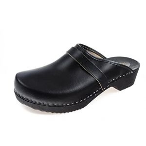 APREGGIO Sabot Homme – Chaussures Homme en Cuir Confortables - Sabots Jardin Pratiques en Bois - Noir 42 EU (Apreggio11, neuf)