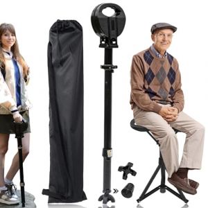 Canne de Marche r&eacute;glable avec Si&egrave;ge pour, Charge maximale de 250 kg, Canne Pliante Portable, B&eacute;quilles Tabouret pour Adultes, avec Coussin pour Personnes &acirc;g&eacute;es Tabouret de Repos de Voyage (jinzhongqinghekejiyouxiangongsi, neuf)