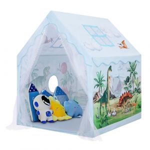 Tente de Jeu Enfants, Cabane Enfant Interieure avec Fenêtres et Sac de Transport, Tente Enfant Interieur et Extérieur, Cadeau d'anniversaire pour Filles Garçons 120×100×130 cm, Volcan Dinosaure (Decalsweet, neuf)