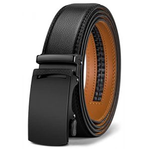 KEMISANT Ceinture Homme, Ceinture Automatique Cliquet en Cuir pour Hommes Robe Costume,Largeur 35mm,Taille Ajustable(Noir-140cm/42-48" taille r&eacute;glable) (KEMISANT, neuf)