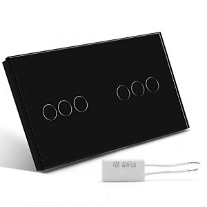 BSEED Variateur à Double Touche Sans Panneau en Verre WIFI Interrupteur Mural 157 * 86mm Noir (Bseed-EU, neuf)