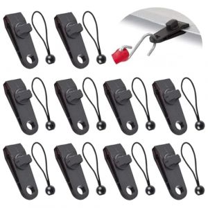 Fixation Brise Vue - Pince Bache Piscine Toile de Tente avec Clips de Fixation et Attache Bache Plastique - Ensemble Multifonctionnel Noir pour Camping, Bateaux, Abri-Soleil (DBGH, neuf)
