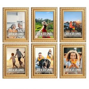 VictoR Cadre photo au style antique "Chagall" en or - Lot de 6 10x15 cm - Cadre photo vintage - Convient pour les certificats - Dipl&ocirc;mes - Lot de cadres photo or 10x15 - Baroque (Victor_Store, neuf)