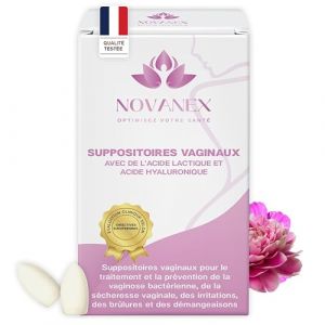 Novanex Ovules Vaginales – Acide Hyaluronique & Lactique pour Sécheresse Vaginale, Atrophie, Mycose Vaginose Bactérienne – Ovule Mycose Gynecologue – Soins Hygiene Intime Femme, Intima. Menopause (Novanex Health, neuf)