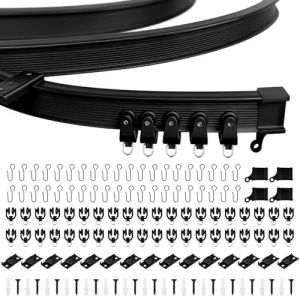 Rail de rideau de plafond flexible de 5 m - Rail de rideau incurv&eacute; avec roulettes silencieuses - Id&eacute;al pour fen&ecirc;tre de douche, s&eacute;parateur d'espace de camping-car, intimit&eacute; et d&eacute;coration de la maison (Funpan-Eu, neuf)