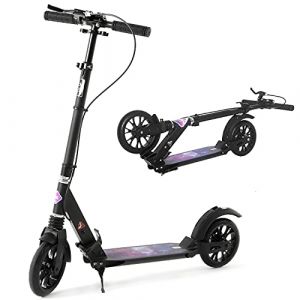 ISE Trottinette en Aluminium Pliable 2 Roues,Hauteur de Guidon Réglable,Double Système d'absorption de Choc & Freinage,Grande Roue avec Pneu Antidérapant,pour Adultes et Adolescents de 12 Ans (ISE STORE, neuf)