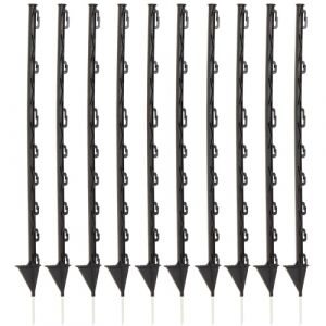 TRESSELEC - Piquets clôture électrique en plastique - 10pcs - Hauteur 87cm - Pointe en fibre de verre - Noir - Large bêche - Maniable et Robuste - Pour cordons/fils jusqu'à 6mm et rubans jusqu'à 40mm (Joubert Productions, neuf)