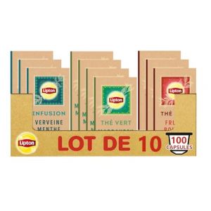 Lipton - Lot de 100 capsules Lipton compatibles Nespresso (40 Marrakech + 30 Verveine + 30 Fruits rouges) (PENNGUIN-FR-CAMON, neuf)