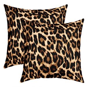 Lot de 2 Housse de Coussin D&eacute;corative Noir et Brun Imprim&eacute; L&eacute;opard,Taie d'oreiller 45x45 pour Chambre &Agrave; Coucher Salon,Housse d'oreiller D&eacute;coratives Sur Le Th&egrave;me Des Animaux Sauvages Africains (Suzhou yiyanyun e-commerce Co., Ltd, neuf)