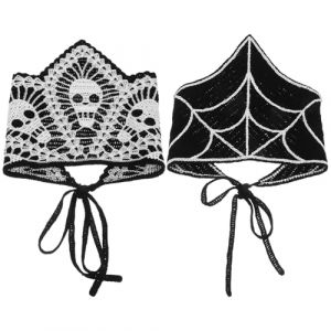 Amosfun Lot de 2 Bandeaux Tête de Mort Au Crochet, Style Araignée, Style Gothique, Accessoires pour Cheveux D'halloween, pour Femmes Et Filles (Colored Flag, neuf)