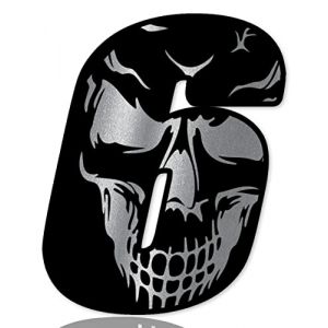 Skino Numéro de départ Eu pour voiture moto vinyle autocollant crâne tête de mort noir argent autocollant moto motocross sport automobile numéro tuning 6 N 256 (SkinoEu®, neuf)