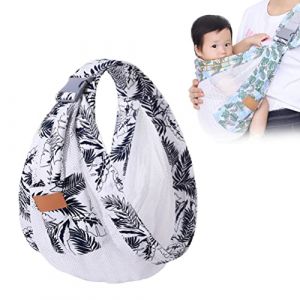 MasYosh Écharpe de portage respirante, épaissie, bretelles d'épaule, porte-bébé élastique, ergonomique, respirante et facile à porter pour nouveau-né, blanc élégant, lavage en machine (JiaXibaihuo, neuf)
