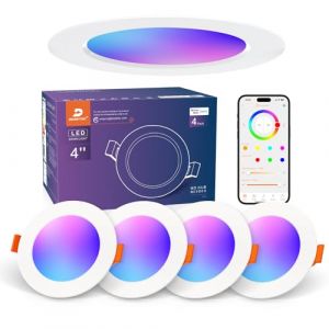 DUSKTEC Spot LED Encastrable RGBWW Connectée Alexa Smartphone, Spot LED Dimmable RGB Couleur Variable 2700K-6000K Intensité Réglable, 220V 10W Intelligente Spot Encastré Multicolore Bluetooth Lot de 4 (DUSKTEC, neuf)