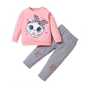 SoLu DAY8 Vetement Fille Hiver Pas Cher Jogging 1-6 Ans Ensemble Fille 2 Pi&egrave;ces Survetement Enfant Casual Tenu Habit Sport Pull Manche Longue Sweat + Pantalon (2-3 ans, Rose-3) (SoLu DAY8, neuf)