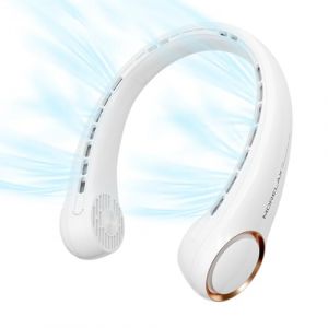 Morelax Ventilateur Portable de Cou Pliable, 4000mAh USB Rechargeable, 3 Vitesses Réglables, Collier Ventilateurs Nuque Personnel Refroidisseur pour Cuisine Bureau Camping Voyage (Blanc) (EUROPA MEDIA S.R.L., neuf)