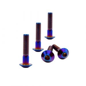 RISON Lot de 5 boulons en titane M8 x 1,25 x 35 mm &agrave; t&ecirc;te bomb&eacute;e en titane pour v&eacute;lo et moto Bleu br&ucirc;l&eacute; (SINO-SWISSTI, neuf)