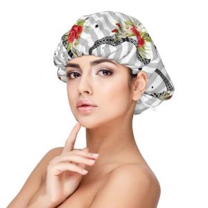 Tour Eiffel Rose Satin Soie Bonnet pour femme endormie, double couche r&eacute;glable en satin, bonnet de nuit pour cheveux boucl&eacute;s (JinRui-EU, neuf)