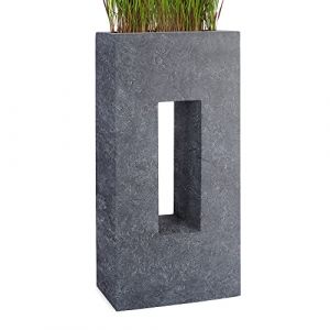 Pflanzwerk&reg; Pot de Fleur Fibre de Verre Vista Lava Anthracite 92x45x27cm *Jardini&egrave;re antigel* *Protection UV* *Qualit&eacute; europ&eacute;enne* (Pflanzwerk Deutschland GmbH, neuf)