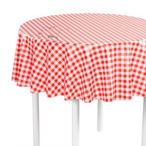 LILENO HOME Nappe lavable au m&egrave;tre - Ronde (bord coup&eacute;) - Motif &agrave; carreaux rouges - En toile cir&eacute;e imperm&eacute;able id&eacute;ale comme nappe ou chemin de table pour bancs de bi&egrave;re - 140 cm (Discount-Deal24, neuf)