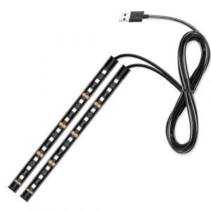 Bande Lumineuse LED pour Voiture 12 LED Kit d'&eacute;clairage Ambiance Voiture,&eacute;clairage int&eacute;rieur Bande &eacute;clairage de Plancher pour Lampes d&eacute;coratives int&eacute;rieures de Voiture (USB Bleu Glacier) (uprgk, neuf)