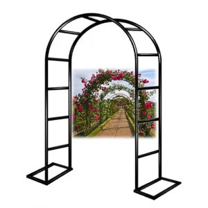 Arche De Jardin En M&eacute;tal Avec Base, 140 200 240 300 350 cm Largeurs Roses Soutien Archway Pour Plantes Grimpants, Support Tonnelle D&eacute;coration De Mariage, Treillis Pergola De Patio(Noir,350x250 cm (LxH (ZTJSLD, neuf)