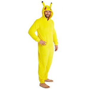 Pok&eacute;mon Pikachu Combinaison Pyjama Homme et Ado, Onesie Adulte Long avec Capuche et Oreilles 3D, Cadeau Original pour Homme (L, Jaune Pikachu) (Get Trend., neuf)