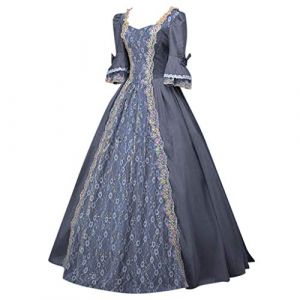 NAFING Robe de soir&eacute;e baroque Marie Antoinette XVIIIe si&egrave;cle Renaissance P&eacute;riode historique Robe bal victorienne Tenue de Soir&eacute;e M&eacute;di&eacute;vale (min-bmao, neuf)