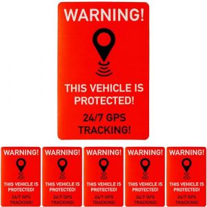 Set d'autocollants "VEHICLE GPS TRACKING", 6 pcs, 6 x 4 cm, film autocollant, ext&eacute;rieur, autocollant d'avertissement int&eacute;rieur et ext&eacute;rieur, autocollant d'avertissement avec alarme (spreewaelder-hofladen, neuf)