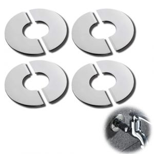 IKOPFLN cache tuyau plomberie, robinets encliquetables, tuyau d'eau, trou mural, trou mural, couvercle moche, cache-tuyau, collier/anneau pour tuyau de 34 mm, 4 pi&egrave;ce (IKOPFLN, neuf)