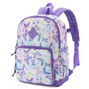 VASCHY Sac &agrave; Dos Enfant, L&eacute;ger Cartable Filles Garcons Primaire Maternelle 4-6 Ans Imperm&eacute;able Mignon Sac &agrave; Dos Fille Gar&ccedil;on pour A4 Dossier Pr&eacute;scolaire Voyage avec Sangle de Poitrine, Papillon Violet (Vaschy, neuf)
