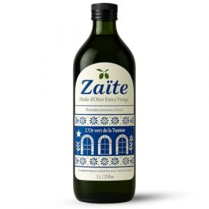 Huile d’Olive Vierge Extra ZAÏTE 1 L – Première Pression à Froid, Origine Tunisie, Olives Récoltées à la Main, Saveur Fruitée Équilibrée, L’Or Vert Méditerranéen 100 % Naturelle (FOLLOWEB, neuf)