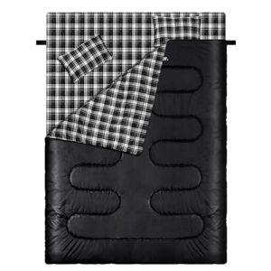Sportneer Sac de Couchage Double 220×150cm, 2 Personnes Sac de Couchage Rectangulaire Détachable avec 2 Oreillers, Sacs de Couchage de camping Camping Outdoor (Pas de doublure en flanelle) (TSMART, neuf)