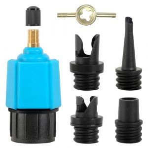 HFDONGL Adaptateur de Kayak Adaptateur de Pompe Sup Adaptateur de Valve avec 4 Buse à Gaz Adaptateur de Valve Sup Adaptateur de Gonflage de Valve pour Kayak Paddle Board Canoë Bateau Gonflable (Bleu) (huifengdongli, neuf)
