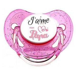 Tetine Sucette message J'aime mon papa P028 (Tétine bébé personnalisée, neuf)