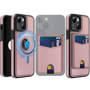 MOBESV 2 in 1 Coque en Cuir pour iPhone 15 Plus avec Portefeuille Support, &Eacute;tui Magn&eacute;tique Compatible avec MagSafe, Housse avec Porte Cartes &Eacute;l&eacute;gant (Rose) (NineFox, neuf)