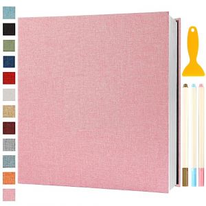 Album Photo Adhesif Vierge 33x32 CM Classeur Photo Livre Photo Personnalisable Scrapbook de Classe Mariage Livre D'or Enfant Bebe DIY Carte Postale, 120 Pages Rose (Semfalbuums, neuf)