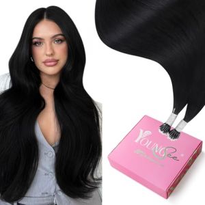 YoungSee Extension Cheveux Nano Noir 45 cm Nano Extension A Froid Cheveux Humains Noir Nano Tip Extension Cheveux Humains Noir Extension a Froid Cheveux Naturel Noir Extension Loops Noir 50Brin/50G (YoungSee Europe, neuf)
